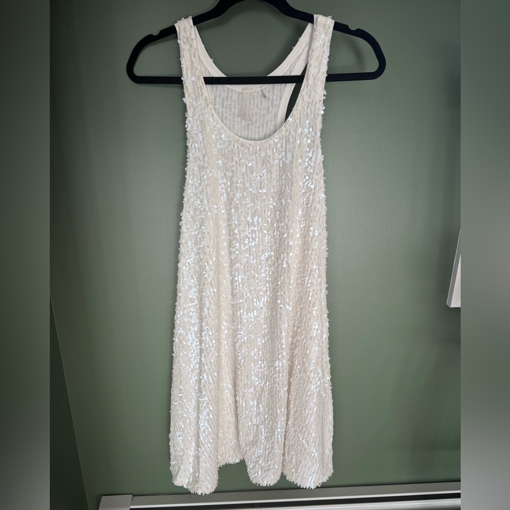 Norma Kamali White Sequin Midi Dress